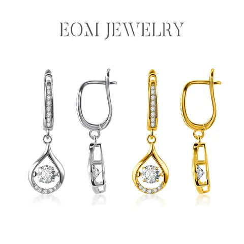 18K Gold Plated Moissanite 1ct Dreamy Drop Earrings Silver-Plated Glow of Firefly Dangle Earrings Silver-Plated Valentine's Day Wedding Engagement Anniversary Romantic Elegant Gift Daily Wear jewelry