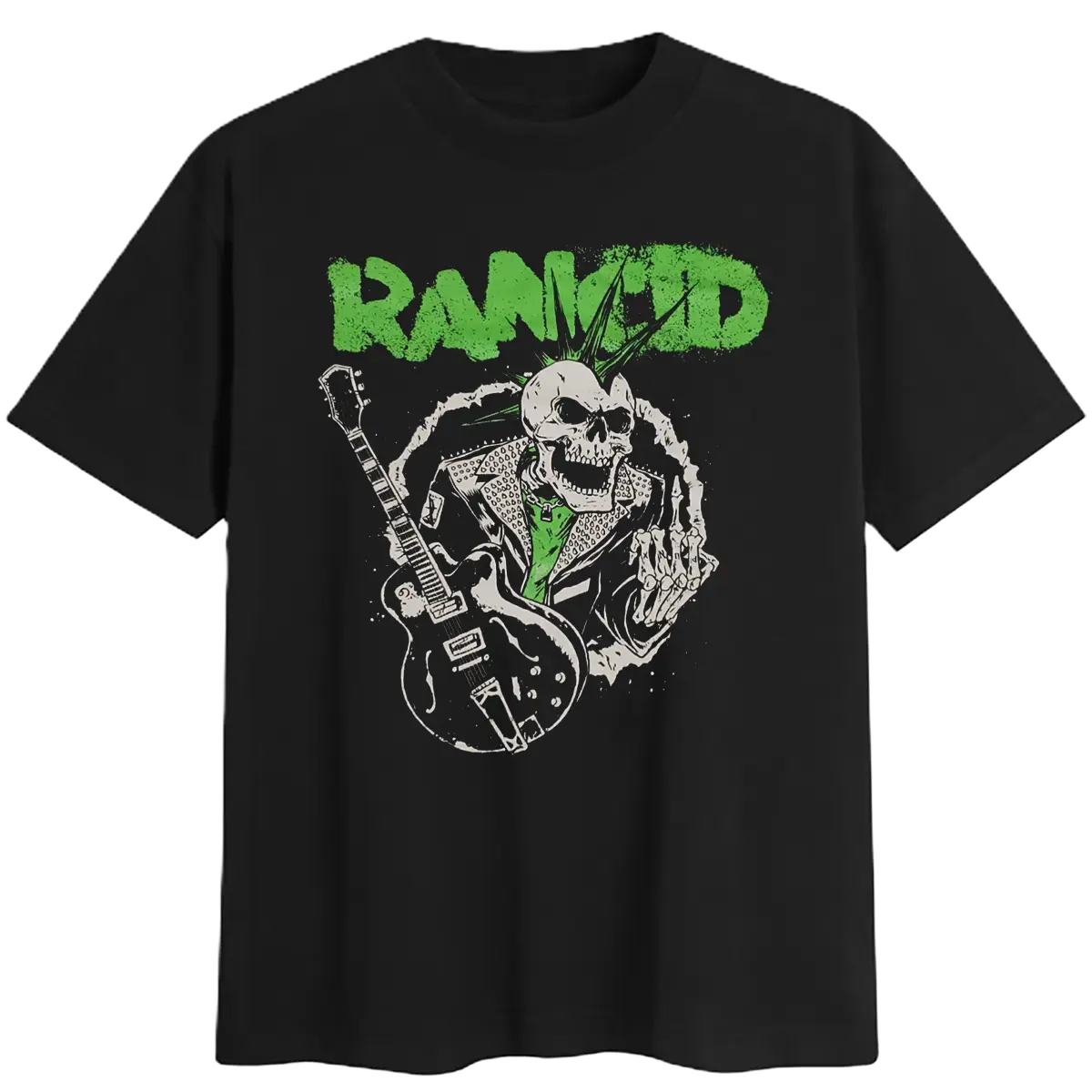 Rancid Guitar Music Black T-shirt, Rock Tee, Unisex Cotton Fabric Menswear Casual Top