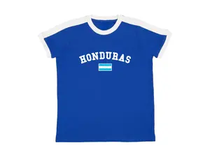 Honduras Baby Tee, Women's Honduran Soccer Ringer T Shirt, Soccer Jersey T-Shirt with Honduran Flag, Summer Vacation Shirt