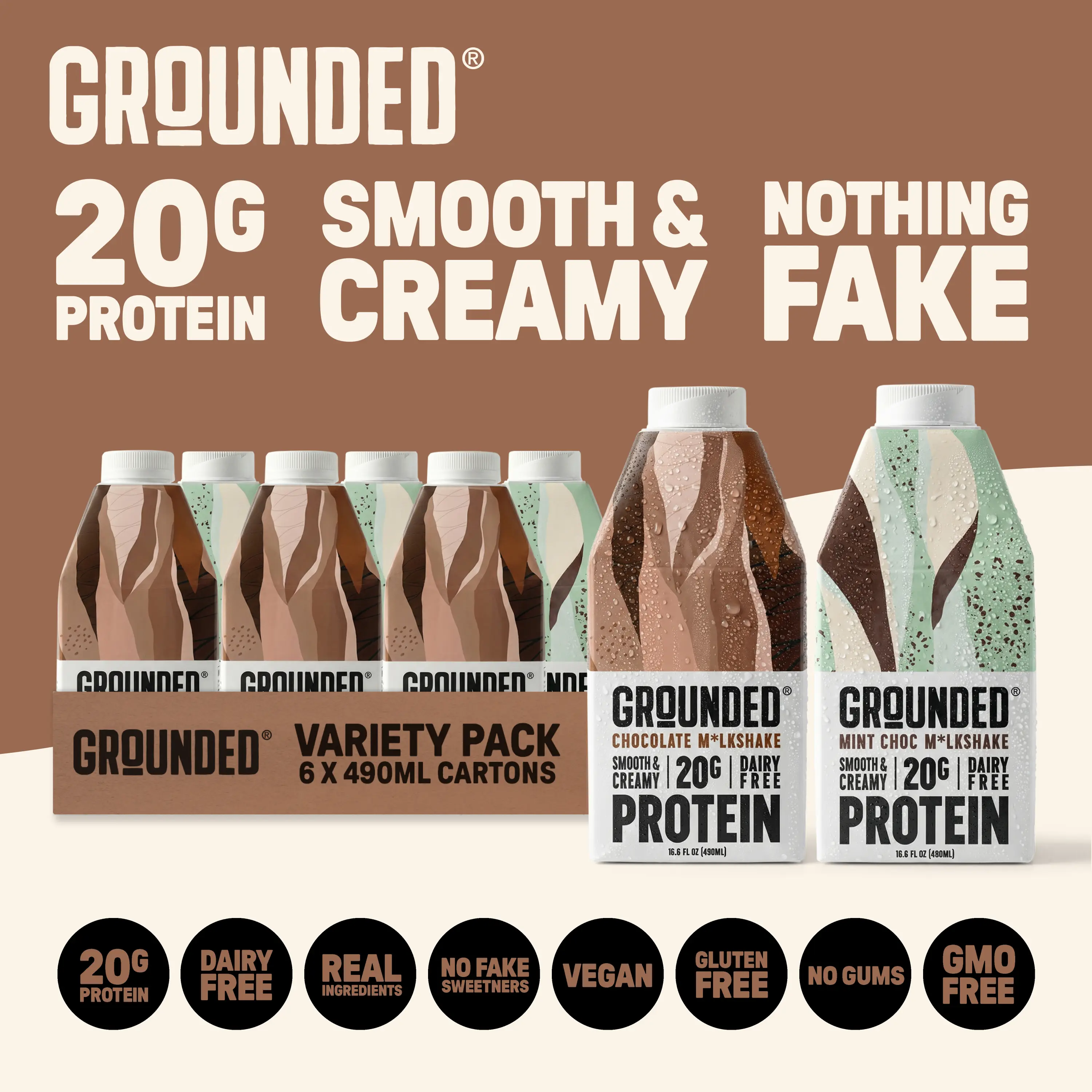 GROUNDED Dairy-Free Protein Shake 20g Plant Protein Ready to Drink Post Workout Nutrition GROUNDED Dairy-Free Protein Shake 20g Plant Protein Ready to Drink Post Workout Nutrition
