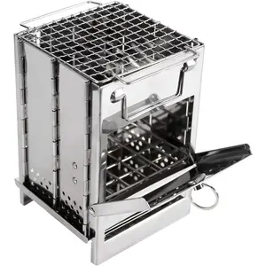 Redcamp Wood Burning Folding Camp Stove Portable Stainless Steel Backpacking Stove with Collapsible Design for Camping Hiking Picnics and BBQ Small