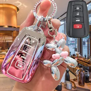 Toyota Car Keychain Case Soft Tpu Full Protection Cover for 2018-2022 Toyota Models, Gift with Rhinestone Keyring, Soft Key Protection, Car Key Accessory, Car Key Protector