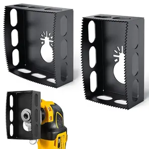 2 PCS Drywall Outlet Cutter Tools - Square Slot Cutter, Fits Most Oscillating Tool to Cut-in Single Gang Wall Boxes, Stainless Steel Electrical Box Cutter for Drywall, Sheetrock, Plywood (Black)