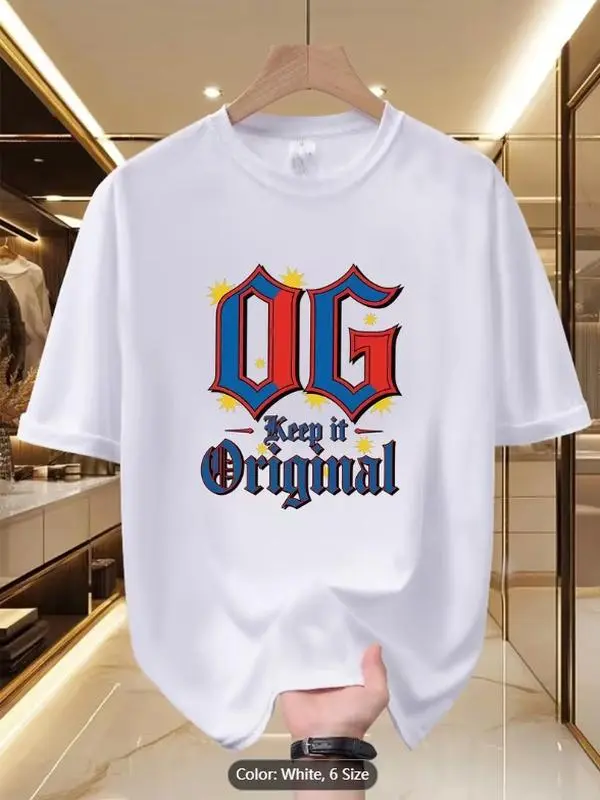 Men's Cotton Graphic T-Shirt - Hip-Hop Iconic Print, Soft Breathable Crew Neck Shortsleeve Tops, Casual Streetwear Menswear for Warm Weather Attire
