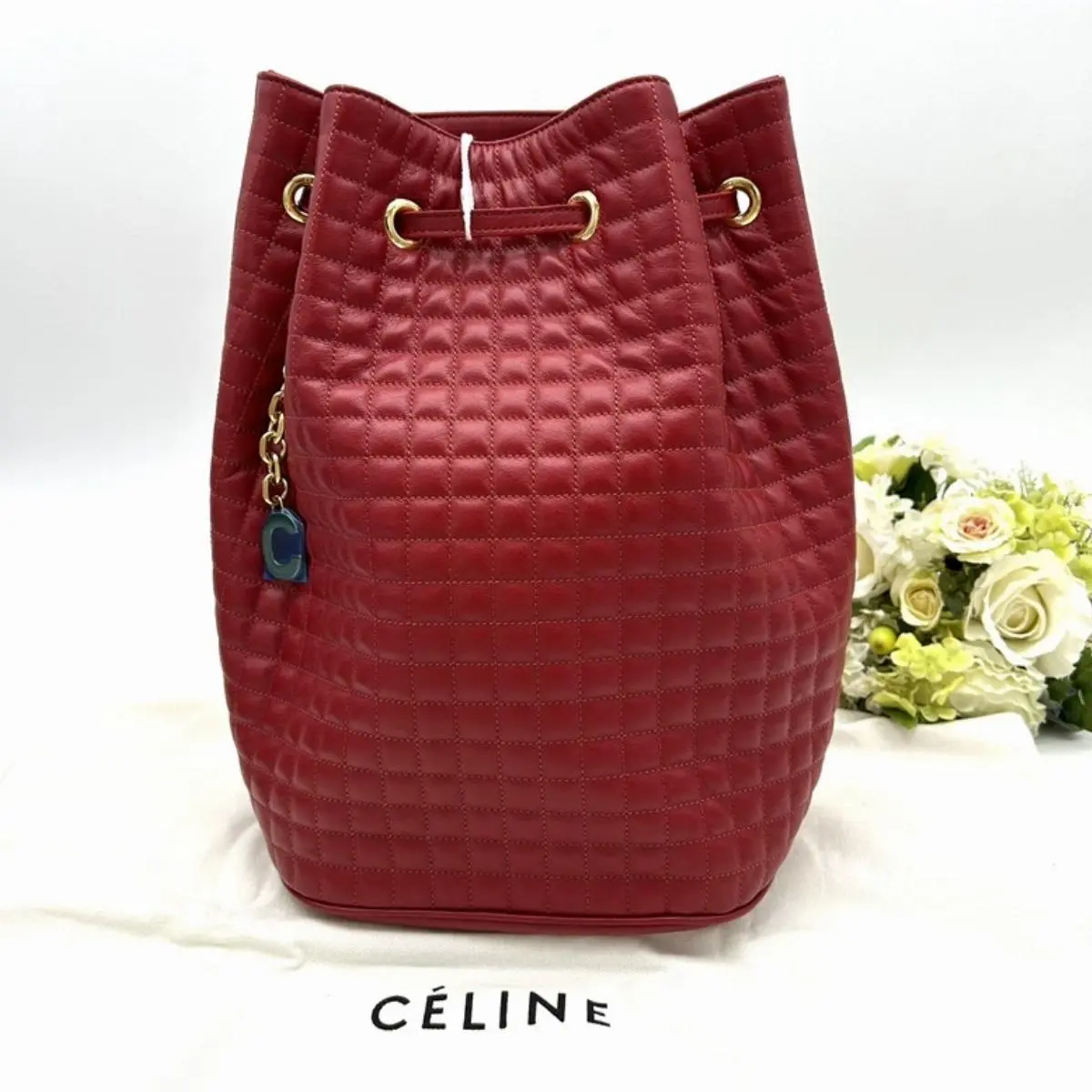 Pre-owned Celine As Shown Bucket Bags Quilted Leather Drawstring Bucket Bag 2120300034036