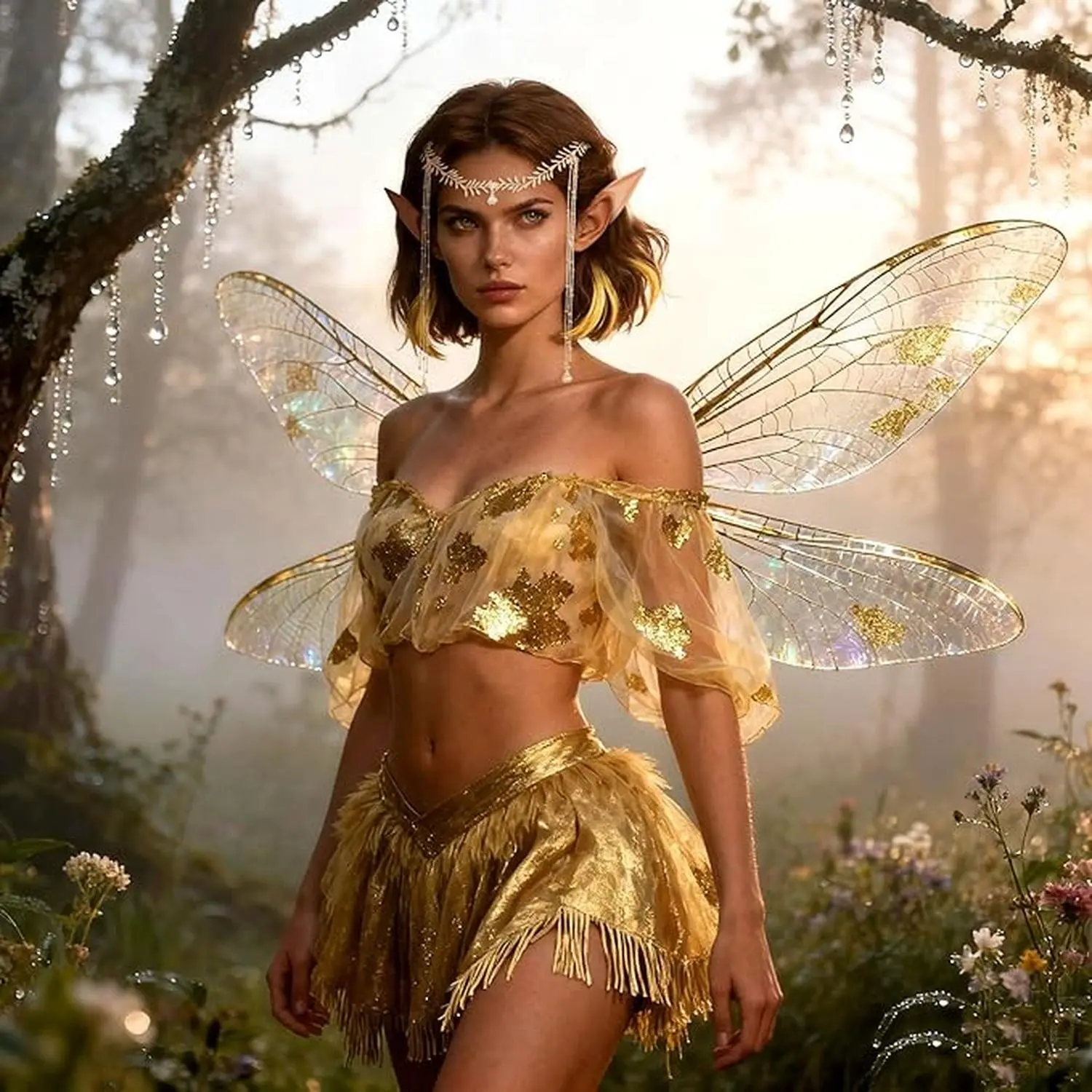 Women's Renaissance Costume Set, Bridal Woodland Fairy Crown Headband, Forest Headpiece & Elf Ears Party Accessories Womenswear