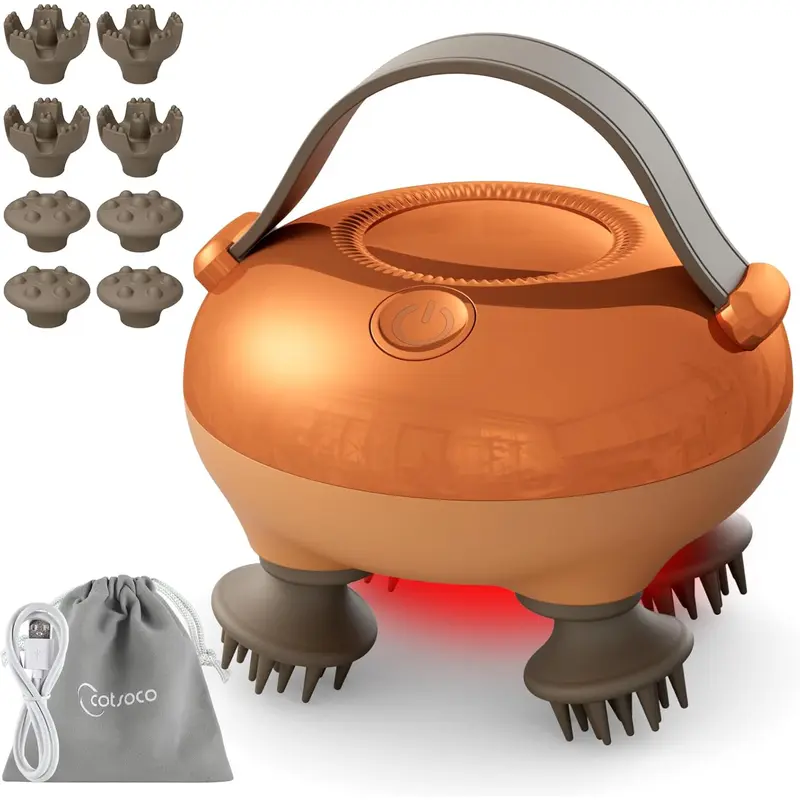 Cotsoco Portable Pet Massager Waterproof, Electric Head Scalp Massager with 3 Types Massage Heads, Pet Massage Machine for Dogs Cats, Comfort Gift for Daughter Son