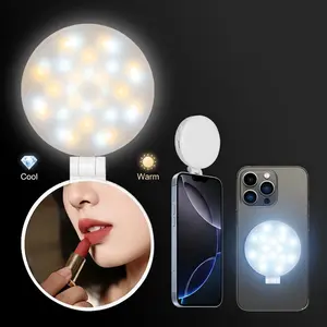 MagSafe Magnetic Mirror Selfie Light for iPhone, 360° LED Ring Light, Portable Rechargeable with Mirror & Phone Stand, 3 Light Modes, Adjustable Brightness, Compact Makeup Mirror