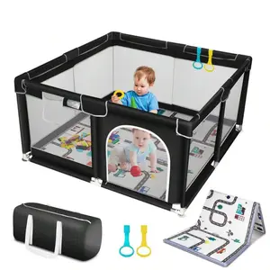An Baby Playpen With Mat,Portable Toddler Playground, Baby Gate Fence With Soft Breathable Mesh & Anti-Slip Base, Indoor And Outdoor, Baby Playen-Large Children Activity Center, Baby Grows Freely,Bayby Fence,Baby Stuff,Baby Needs
