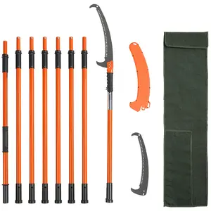 fathersdaygift VEVOR Manual Pole Saw, 7.3-27 ft Extendable Tree Pruner, Sharp Steel Blade High Branches Trimming, Manual Branch Trimmer with Lightweight 8 Fiberglass Handles, for Pruning Palms and Shrubs