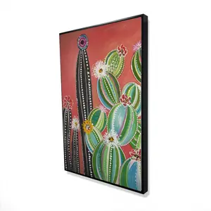 360 Stand Rainbow Cactus Framed Wall Art - 24x36 in Artistic Colorful Floral Green Flower Artwork, Nature Plant Home Decor, Housewarming Gift for Home Supplies Posters & Prints, Decoration, Landscape