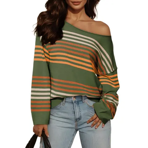 Dokotoo Womens Striped Casual Sweaters 2026 Fall Trendy Loose Fit Knit Pullover Tops