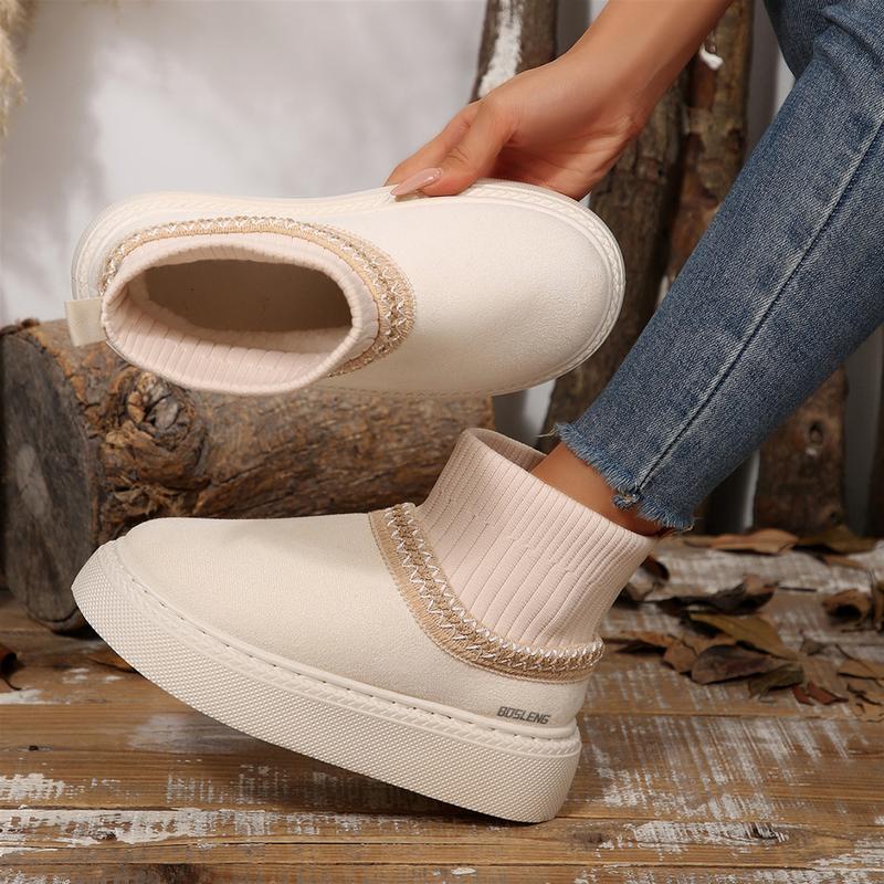 Women's Chunky Platform Sock Snow Boots Cozy Winter Knit Footwear Indoor Outdoor Shoes
