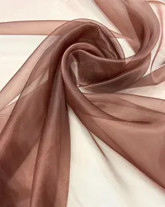 Brown Organza Fabric by the Yard, Brown Crystal Organza Fabric, Brown Sheer Fabric for Wedding, Party Decor, Draping and Crafts, Tan Organza