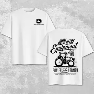 Vintage John Deere Equipment Power to the Farmer T-Shirt – Retro John Deere Agricultural Machinery Graphic Tee, Diesel Farming Apparel, Heavy Equipment Inspired Design, Farmer Gift for Dad, Classic Harvest Field Sketch Unisex Shirt