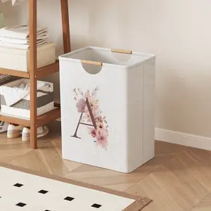 Letter a Pattern Print Open Storage Box, Foldable Laundry Basket, Laundry Hamper with Handle, Home Bathroom Collapsible Clothes Organizer Bucket