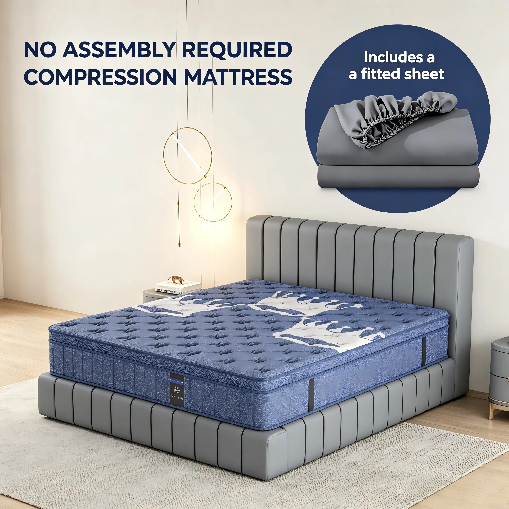 14"Twin Full Queen King Size Mattress in a Box Hybrid Spring Memory Foam, Medium Firm Ergonomic Mattress,Gift of bed sheet