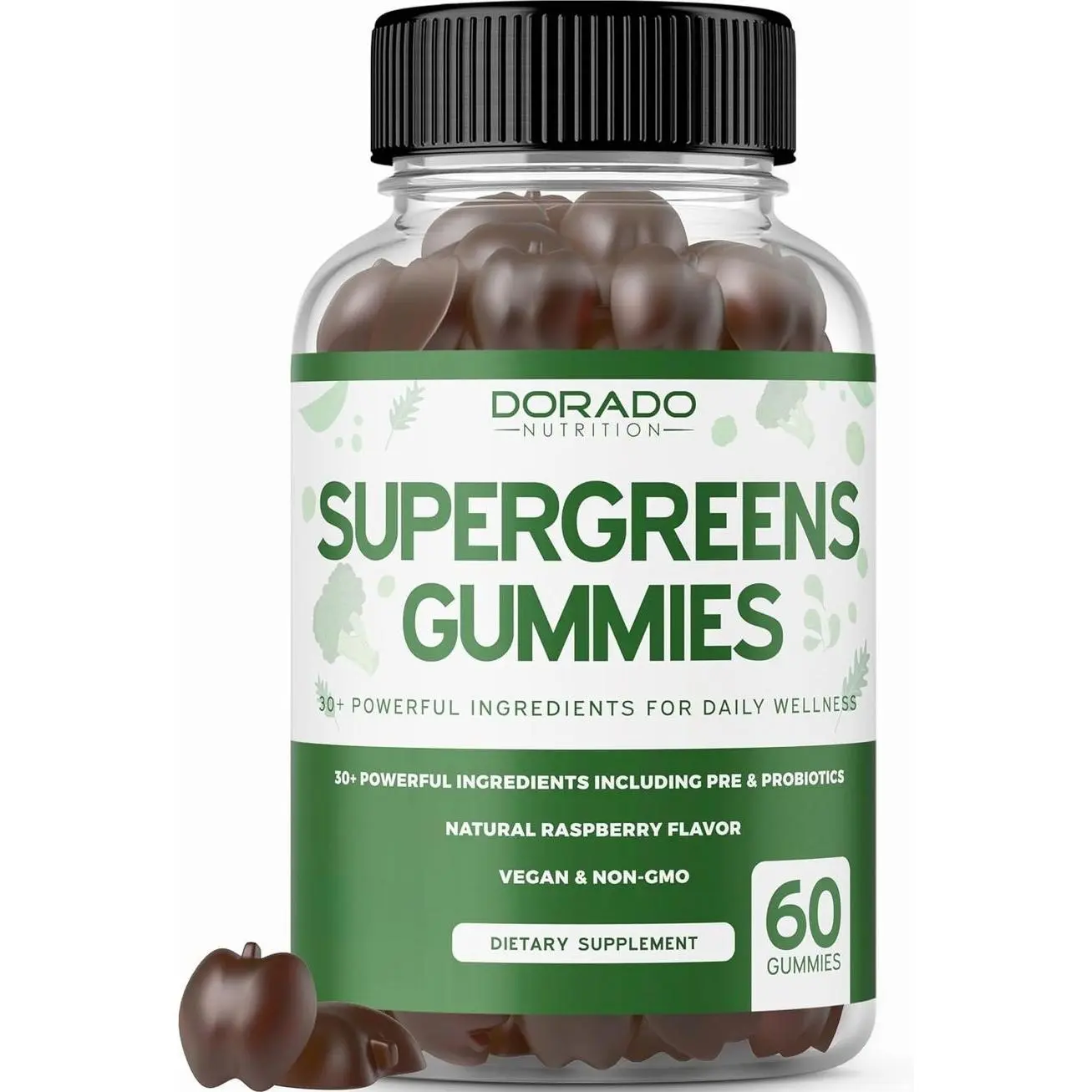 Supergreens Gummies (60 Count) Daily Greens Gummies - Greens Supplements with 8 Ingredient Power Blend - Superfood for Immunity Support for Adults - Third Party Tested, Vegan & USA Made