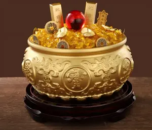 Eata Gift Inc. Brass Antique Style Treasure Bowl | Eight Blessings Decorative Bowl with Bar Set | Solid Brass Craft for Home Decor