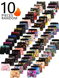 Men's Digital Print Cute Pattern Short Briefs, High Elasticity Graffiti Swimwear, Casual Sport Long Pants, New Men's Underwear