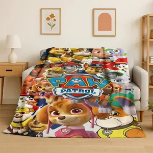 PAW Patrol Flannel Blanket Chase Marshall Skye Cute Dog Kids Nursery Decor Soft Warm Throw For Gamer Room Decor Dorm Essential Bed Sofa Home Holiday Gift
