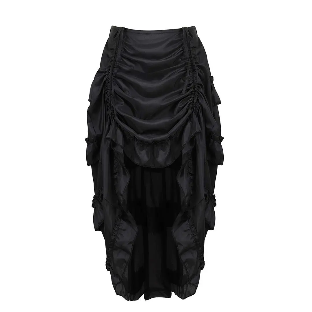MILALEE Women's Steampunk Skirt Ruffle High Low Outfits Gothic Plus Size Pirate Dressing Halloween Gothic Party Outfit 6388-ZC