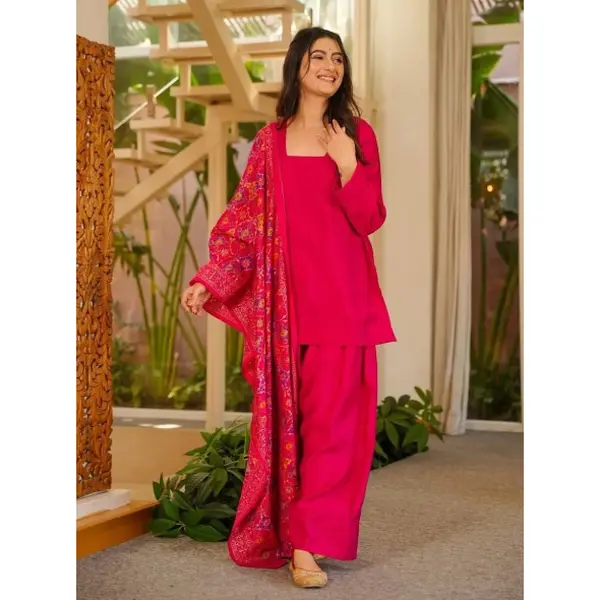 NEW ARRIVAL FRENCH CREPE PLAIN TOP PATIYALA WITH DUPATTA RANI