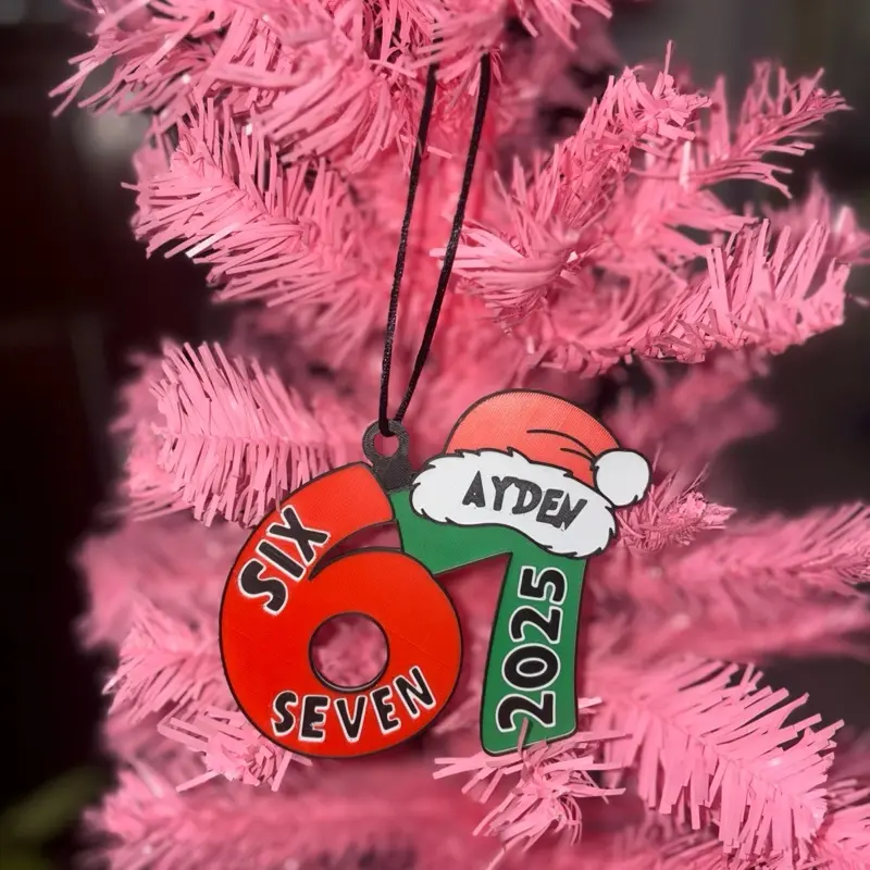 Personalized Christmas 67 Ornament • Custom Name & Year Holiday Decoration • Kid’s Christmas Tree Keepsake • 3D Printed Ornament