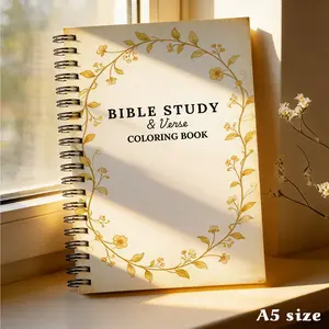 Bible Study & Verse Coloring Book – Reflection Planner Notebook, A5 Spiral Bound, Bible Reading Plan, Scripture Study, Prayer Journal & Reflection Prompts | Study Guide for Believers