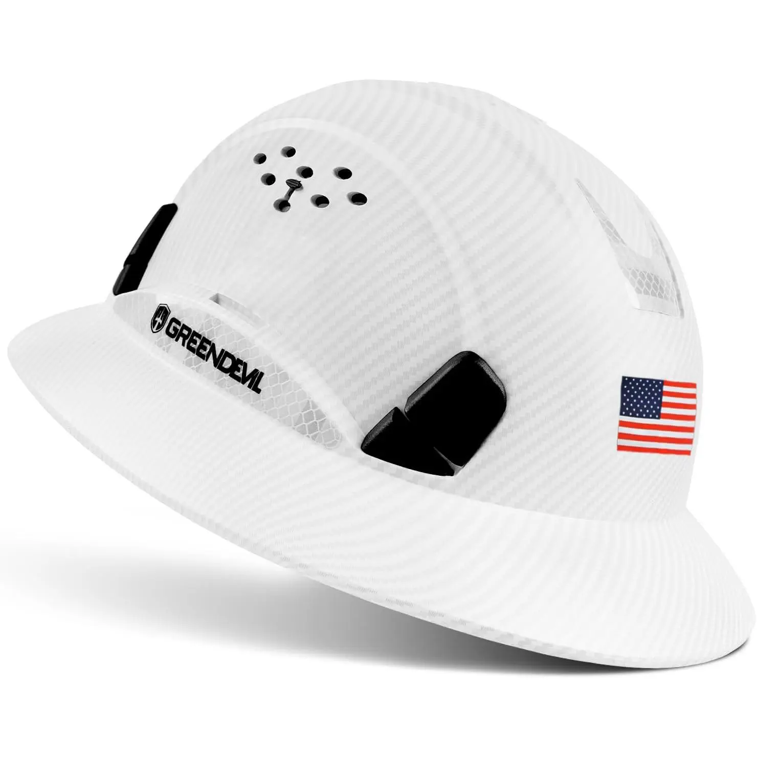 Full Brim Hard Hat with Custom Pattern, Lightweight Vented Construction Hat with Reflective Stripes, Sliding Vent Holes, Adjustable 6-Point Ratchet Suspension, Egyptian Cotton Sweatband for Work Sites, Adjustable Fit Hat, Outdoor Work Hat