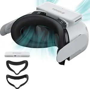 Hibloks Quest 2 Fan Cooling Mask for Meta/Oculus Quest 2 Accessories, Circulated Ventilation Eliminates Glasses Fogging Defogger (Soft Lycra Cotton Mask)