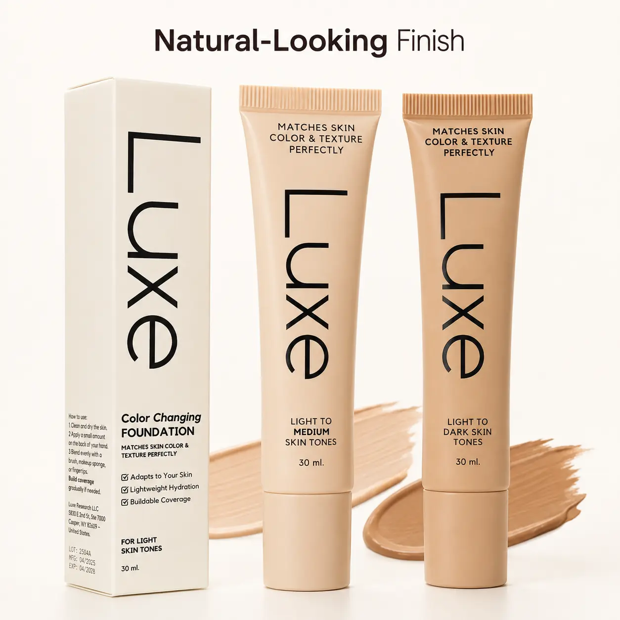Color-Changing Perfecting Foundation & Non-Toxic Lightweight Concealer, 30ml Hydrating Lightweight Base, Buildable Coverage, Natural Radiant Finish Makeup for Light & Light-to-Medium Skin Tones