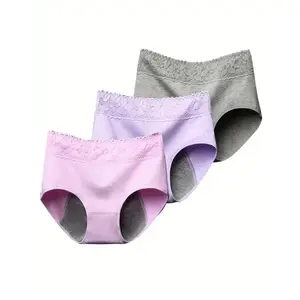 Women’s Incontinence Underwear, High Absorbency Period Cotton Underwear, Heavy Flow Leakproof Panties, Postpartum Menstrual Protective Briefs, 3-Pack