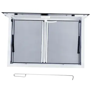 【GARVEE】Concession Window, 36" W x 36" H Food Truck Service Window, Aluminum Alloy Serving Window with 2 Horizontal Sliding Screen Windows & Awning Door