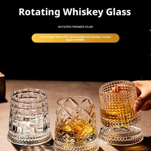Luxury Rotating Crystal Glass for Whiskey Lovers, Whiskey Glasses, Viral Spinning Design, Fun Sipping Experience, Perfect Gift for Whiskey Enthusiasts