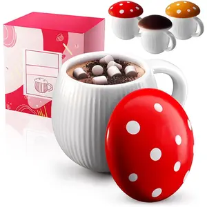 Mushroom Mug with Lid & Gift Box,Decor Mushroom Cup Mushroom Coffee  Gifts for Women