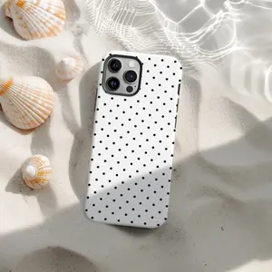 White polka dot, Y2K style, autumn aesthetic 2-in-1 phone case Casing with a durable, shock-absorbing, and stylish design. Shockproof Phone Cover Compatible with iPhone 17 16 15 14 13 12 11 Pro Max Pro Plus Samsung Galaxy S25 S24 S23 Ultra