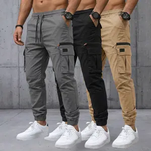 Men's 3-piece casual straight tapered work pants with multiple pockets, suitable for daily wear and commuting in all seasons, classic fit, suitable for outdoor enthusiasts - long pants, men's long pants Alphabet Print Loose Sweatpants