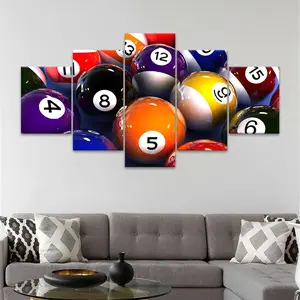 Billiard Ball Pattern Canvas Unframed Painting, 5 Counts/set Modern Art Wall Art, Wall Decor for Home Living Room Bedroom Office, Ornaments