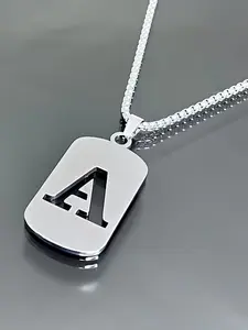 Vintage Hip Hop Hollow Out Letter Pendant Necklace, Adjustable O Chain, Unisex Fashion Jewelry A-Z, Casual Daily Party Wear Letters Necklace
