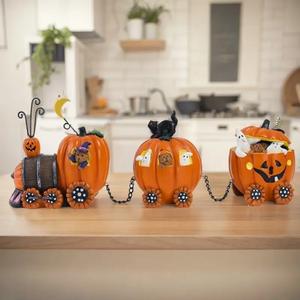 halloween pumpkin train set: 1pc, decorative, resin, battery-free, perfect for parties and home decor