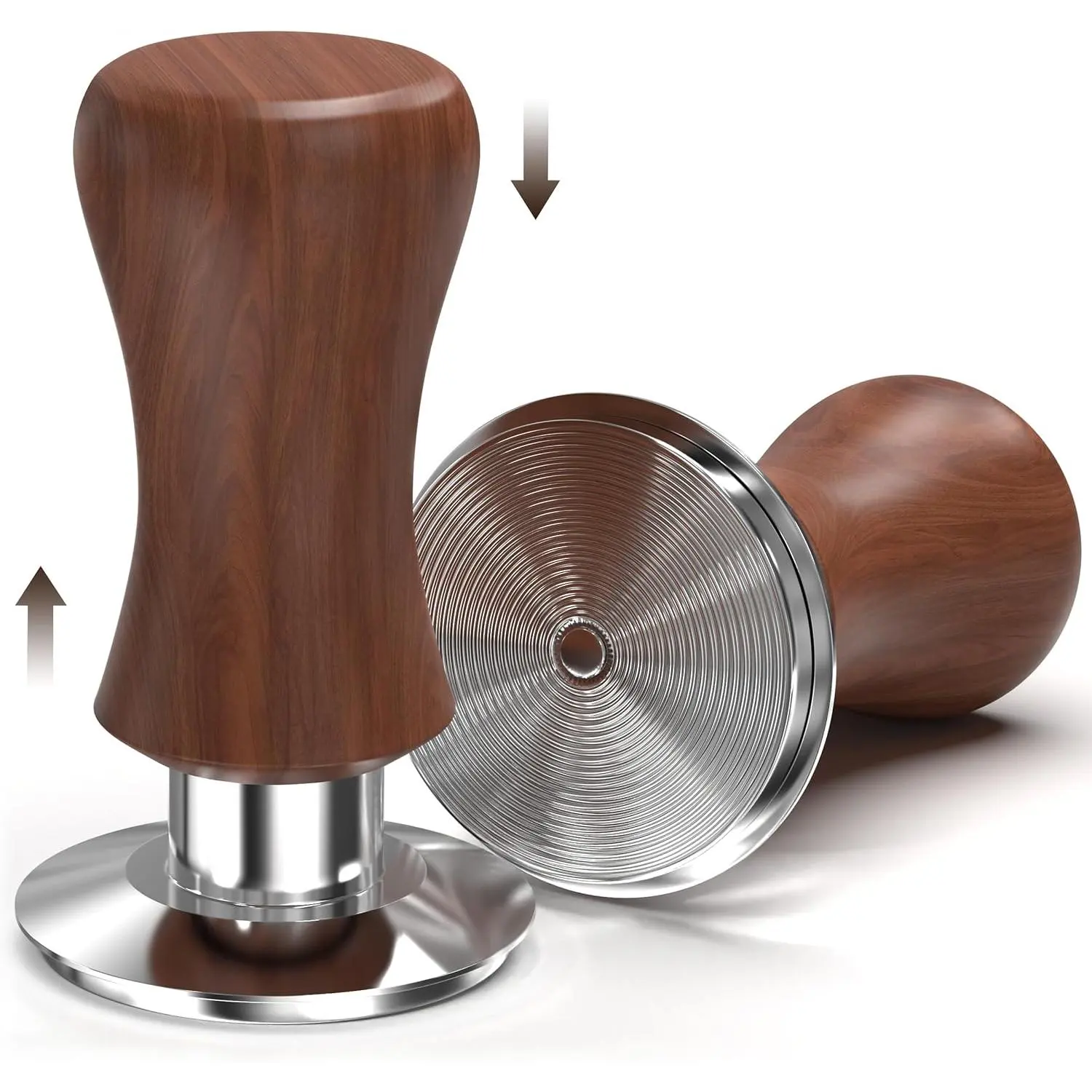 53.3mm Espresso Tamper, 30lb Spring-Loaded Calibrated Coffee Tamper, 304 Stainless Steel, Cuibourtia Wooden-Handle, Barista Tamper Suit for Over 53MM Espresso Portafilter