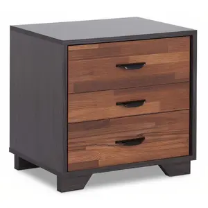 Walnut And Espresso Contemporary Nightstand