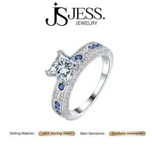 ��#164��1.2ct Princess Cut Real Synthetic Moissanite Ring S925 Sterling Silver Jewelry D Color VVS1 Clarity