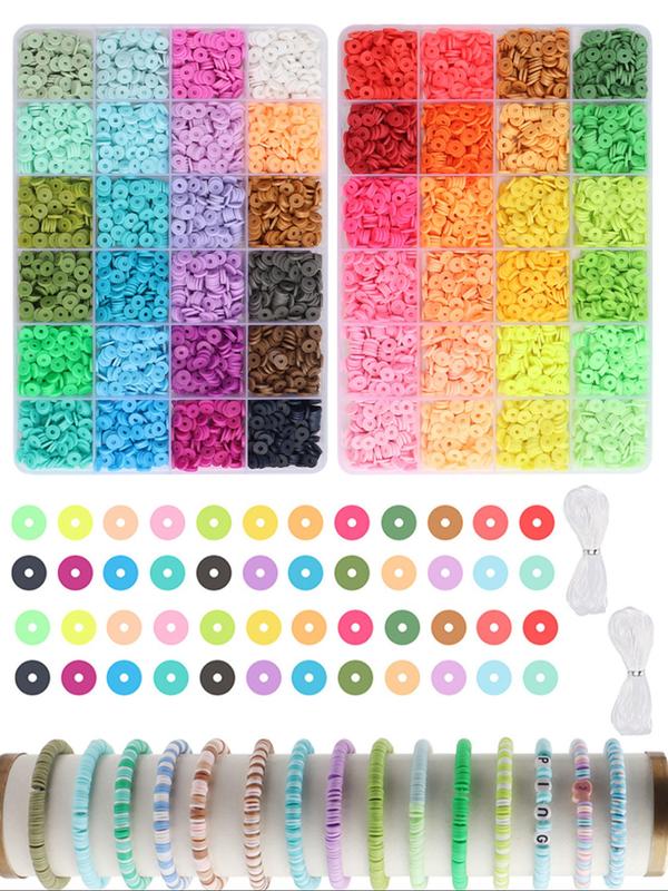 4800pcs Soft Clay Beads Bracelet Making Kit, Friendship Bracelet Set, Flat Beads for Jewelry DIY, Necklace Handmade Gift, Bead Assortment