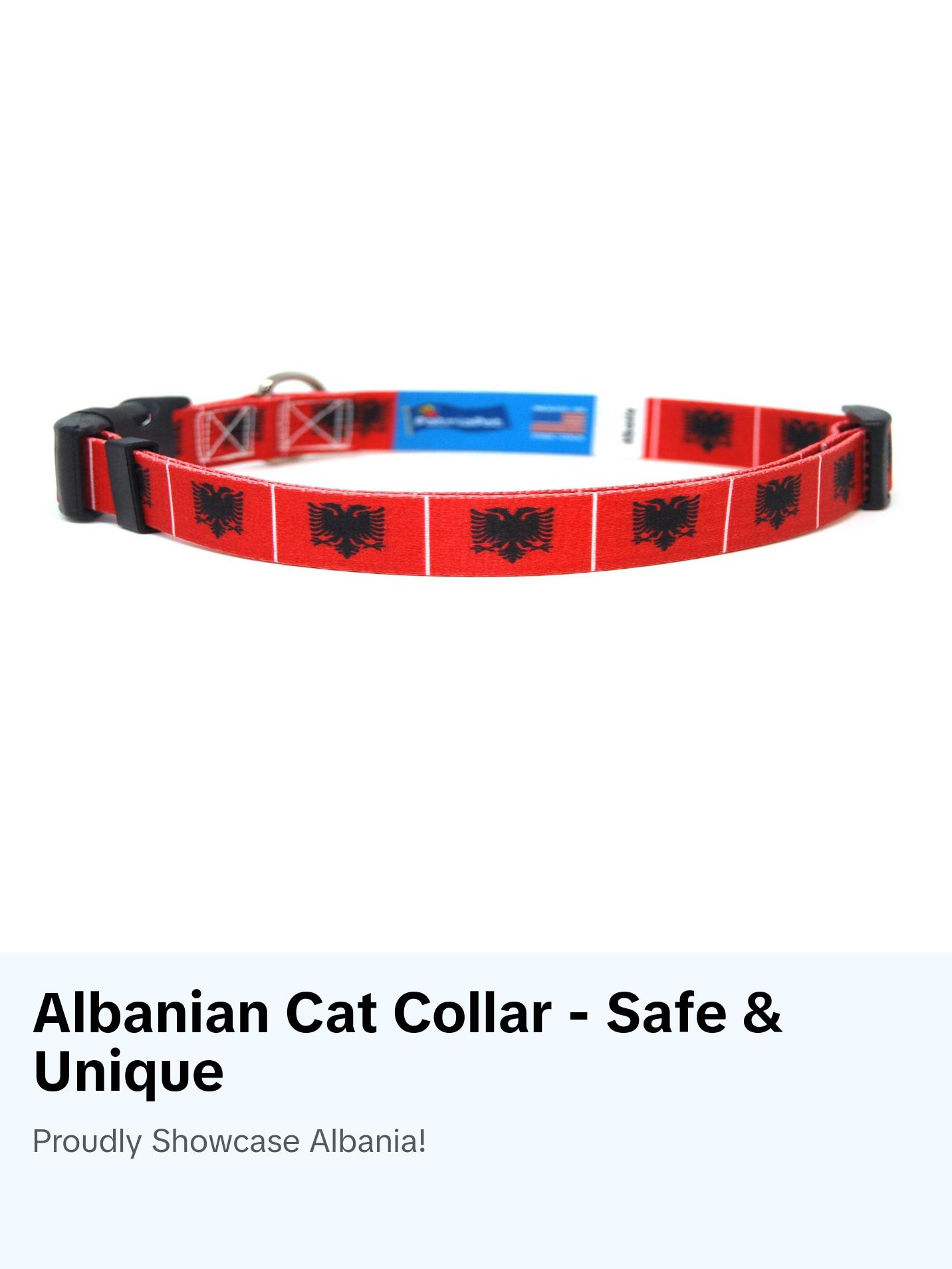 Albanian Cat Collar | Great For National Holidays, Festivals, Parades, Sporting Events, Pride Events