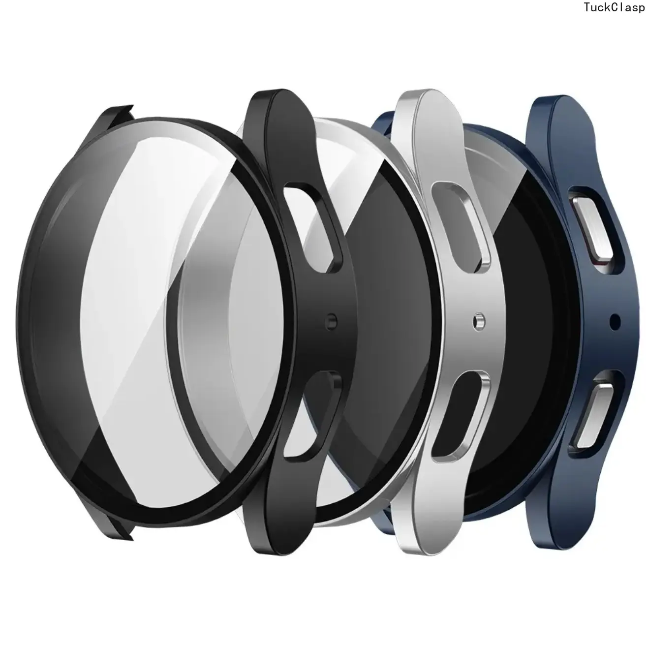 Watch Protective Case Set for 40mm & 44mm (Compatible with Watch 4/5/6/7/FE), Tempered Glass Screen Protector with Anti-Drop Design, Durable Full Coverage, Stylish Unisex Gift Choice