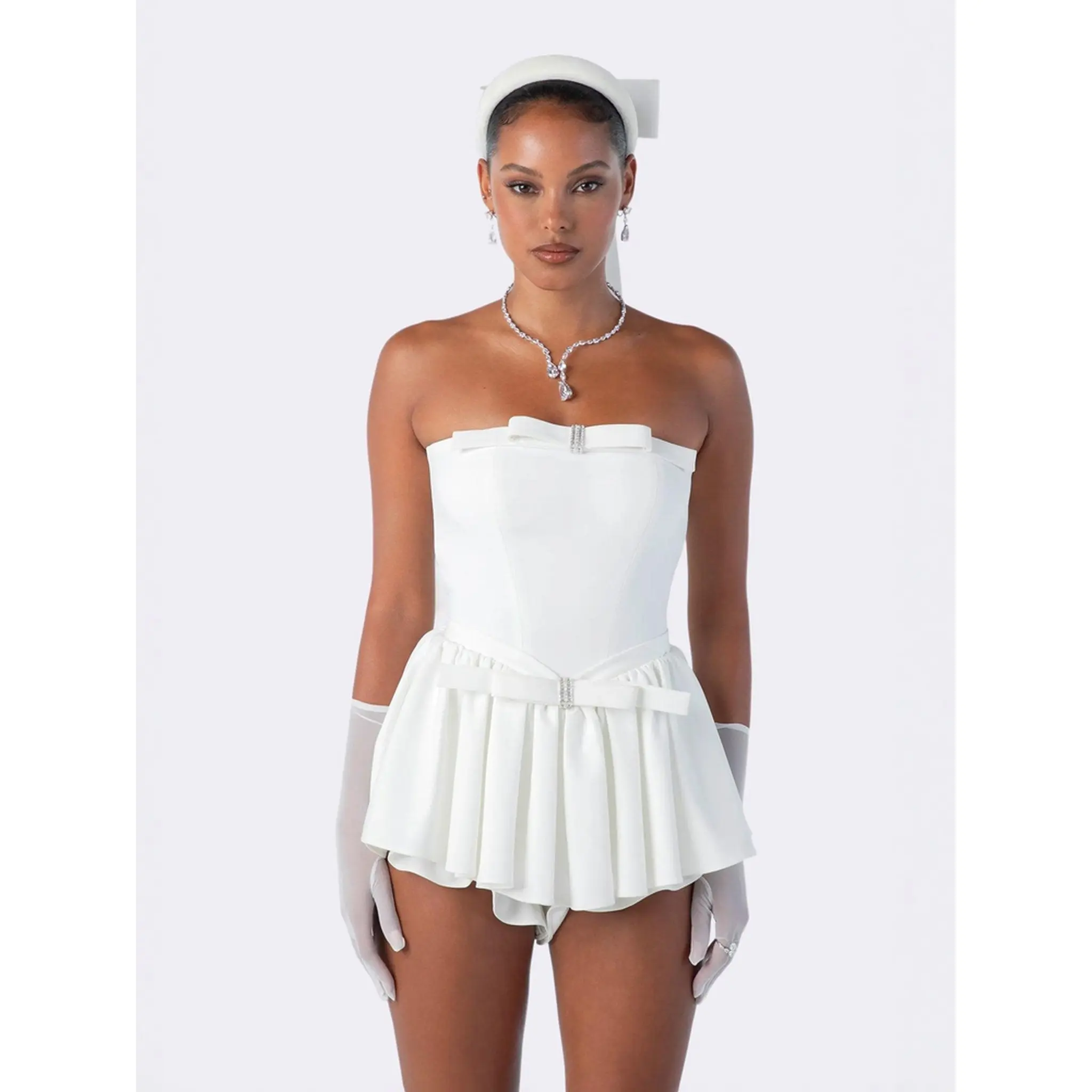 Giselle Bow Jumpsuit (White)