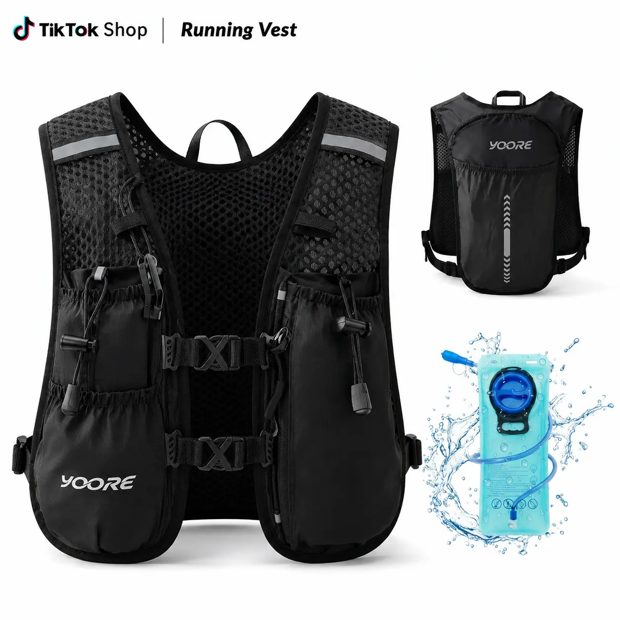 Hydration Running Vest Backpack with 1.5L Water Bladder, Reflective Bounce-Free Trail Running Hydropack, Adjustable Water Carrier Bag for Marathon Hiking Cycling