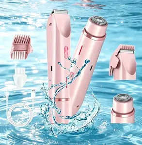 Petal Pink Electric Bikini Trimmer - Rechargeable Dual-Head Full Body Shaver, IPX7 Waterproof Wet-Dry Use, Soft Gentle Blade, Women's Personal Grooming Tool & Festive Gift (Bikini Shaver for Women)